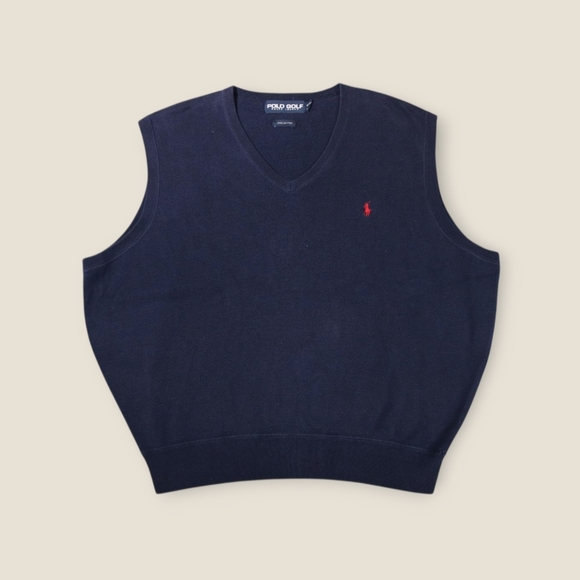 Vintage Polo Golf Ralph Lauren Mens Sweater Vest Size Large Jumper Navy 90s - Picture 1 of 7